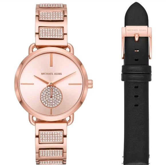 Michael Kors Ladies Portia Watch Pink Rose Gold - Picture 1 of 6